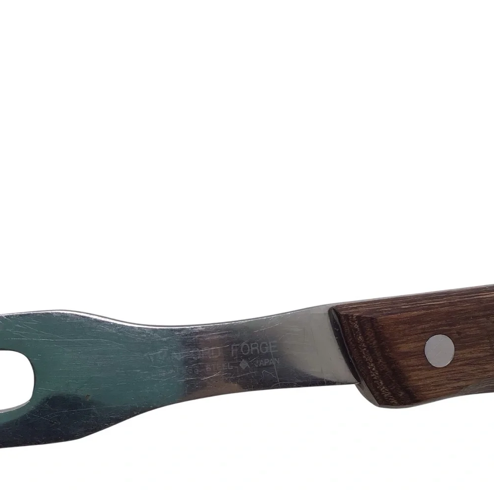 Vintage Hanford Forge Carving Fork Wood Handle Japan 10.5”